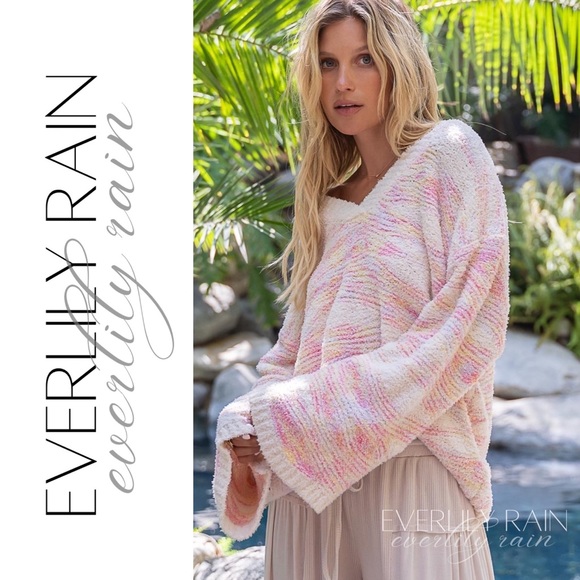 LAST ONE! Super Soft Pink & Cream Marble Sweater - Picture 4 of 15